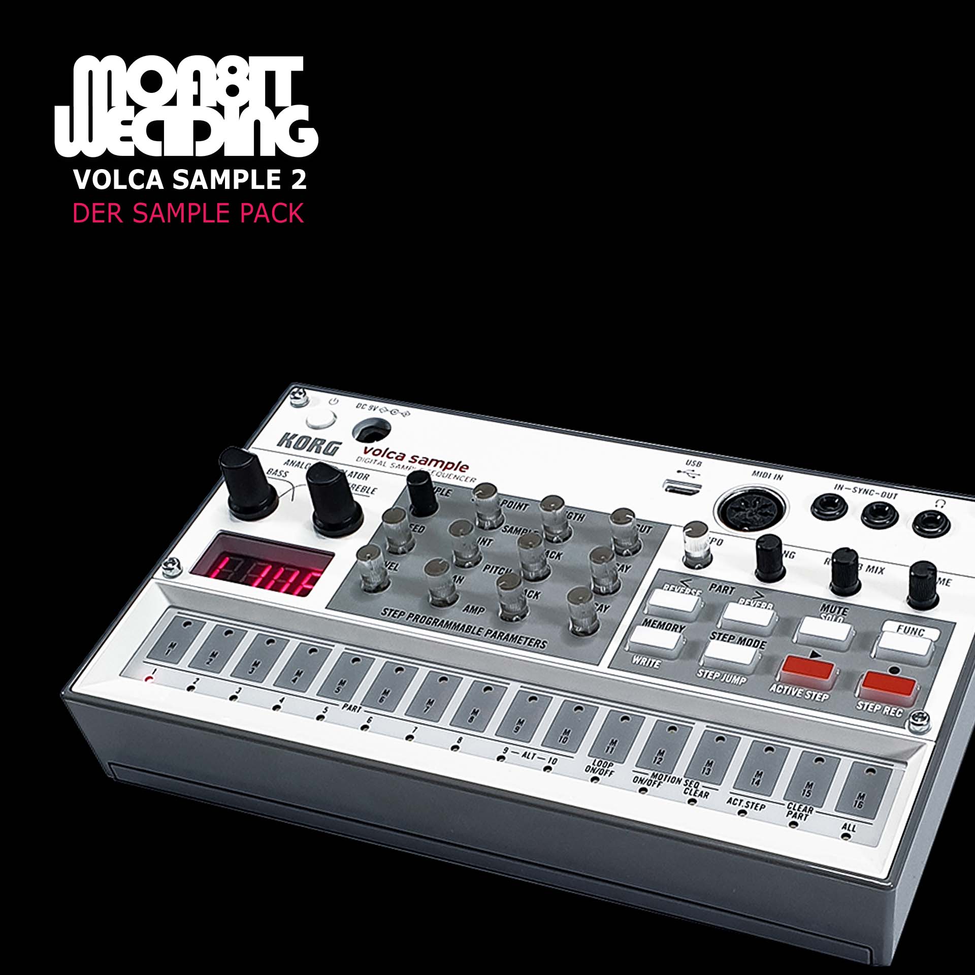 Cover of the Korg Volca Sample 2 Sample Pack Der Sample Pack. The cover features the sampler on a black background.