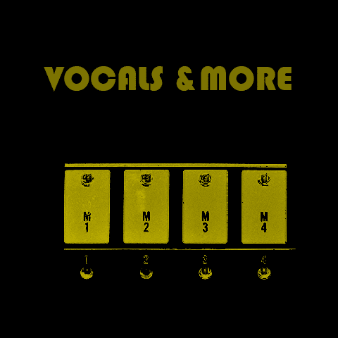 Cover of Korg Volca Sample Kits Vocals and More shwwing yellow keys on black background.