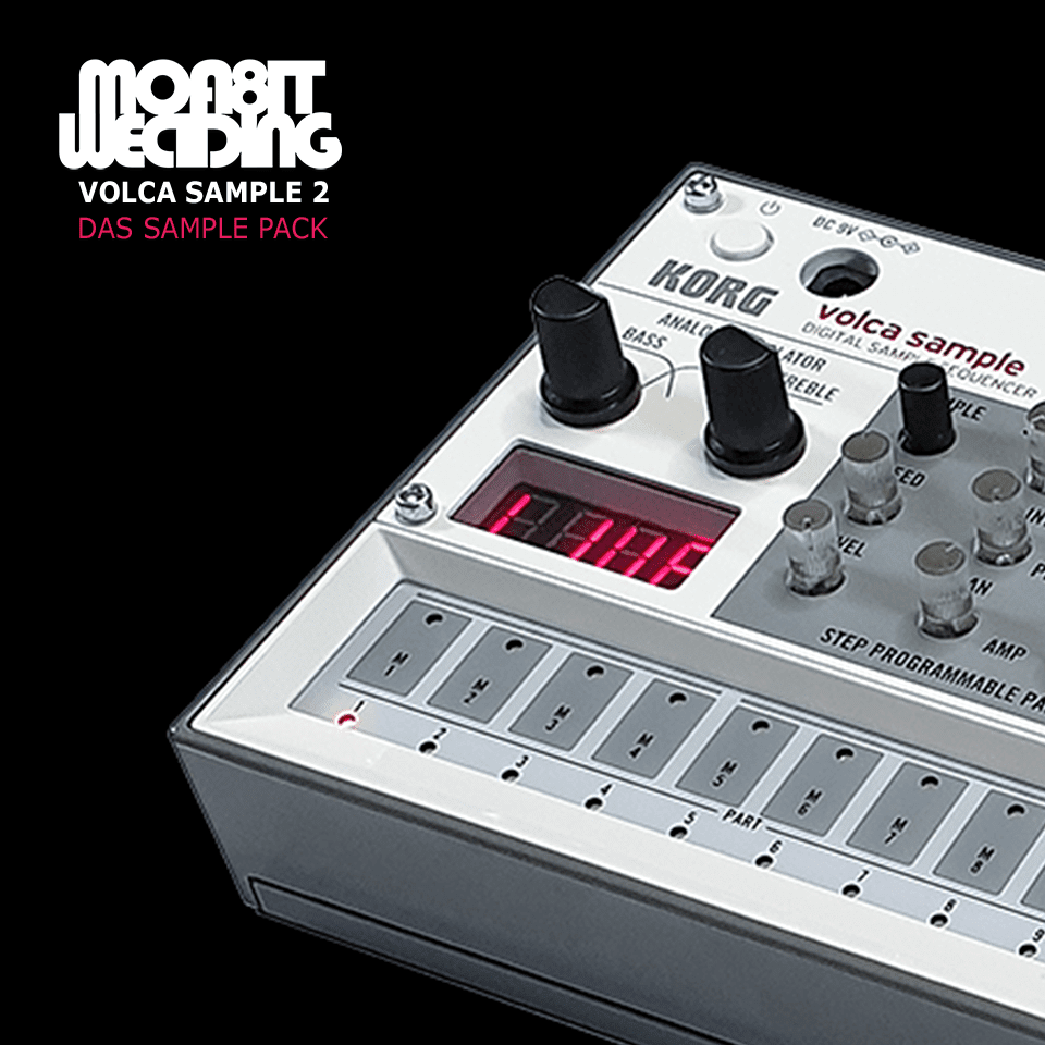 Cover of the Korg Volca Sample 2 Sample Pack Das Sample Pack. The cover features the second generation of sampler on a black background.